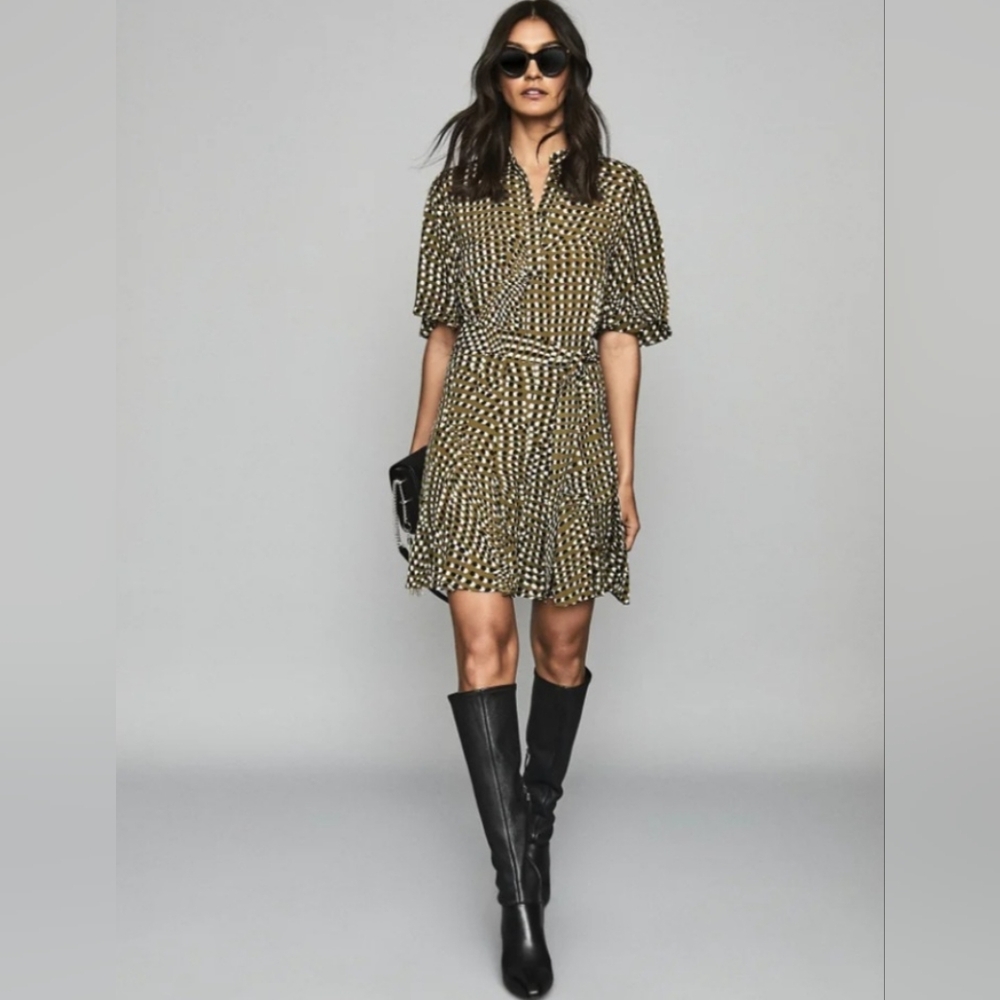 REISS Ottoline Spot Printed Mini Dress